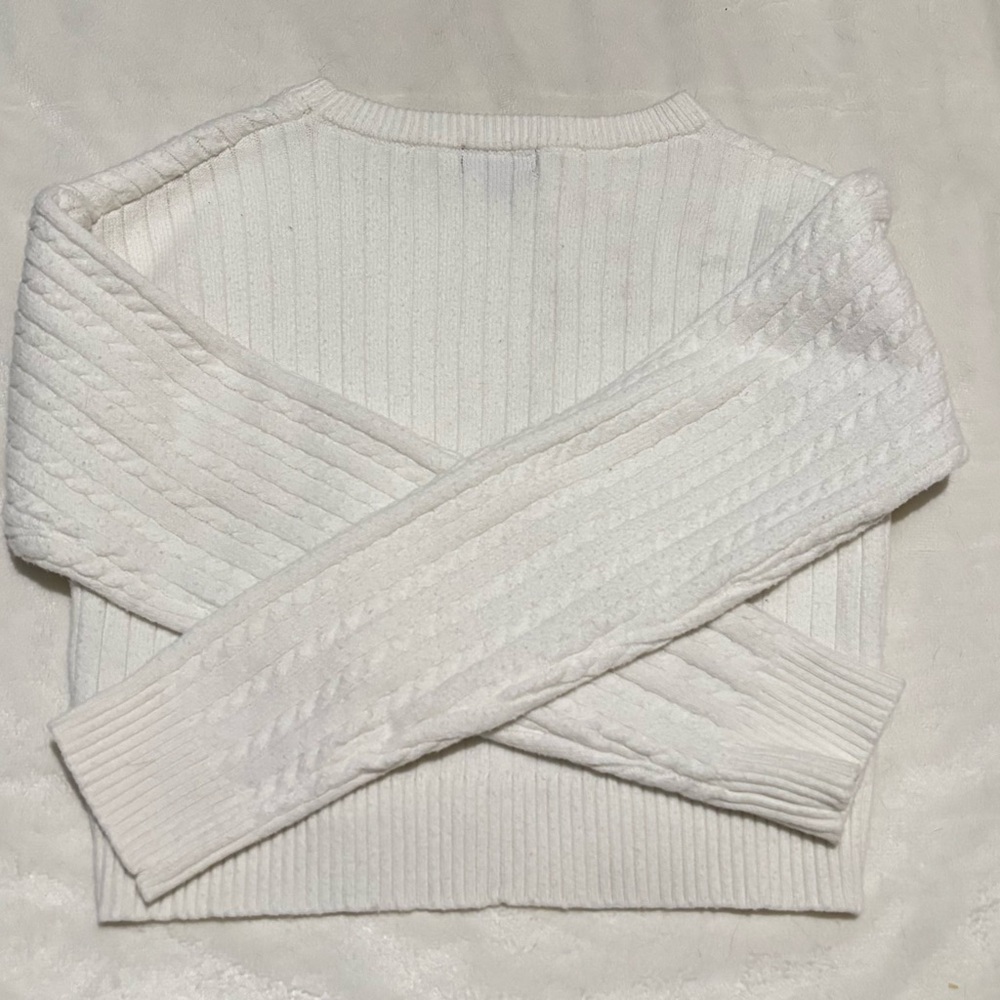 White Cable Knit Women's Sweater